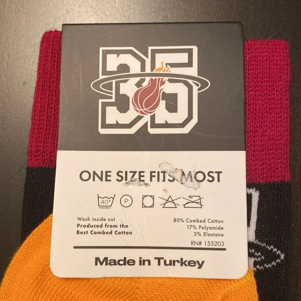 NWT! Miami Heat Logo Crew Socks “35th Anniversary” Edition